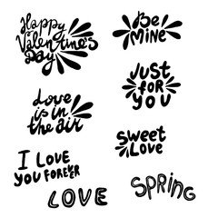 Quotes. Valentine lettering love collection. Hand drawn lettering with beautiful text about love. Perfect for valentine day, wedding and birthday card, stamp