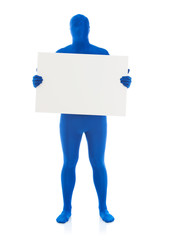 Blue: Holding Blank Sign