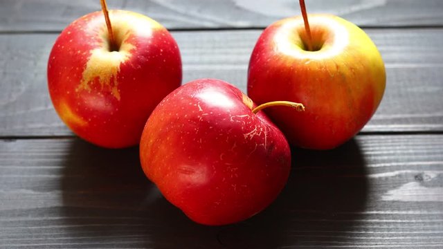 Variety of red apples in Lisa dark background