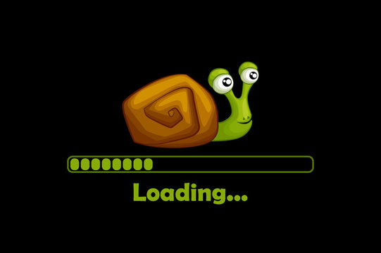 Cartoon cute snail and loading icon for game menu.