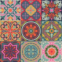 Door stickers Portugal ceramic tiles Vector ceramic portuguese tiles seamless pattern background