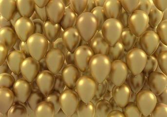 balloons gold color 3d illustration