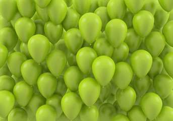  balloons green color 3d illustration