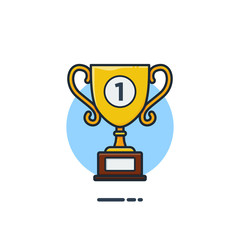 Unique flying trophy champions flat badge icon vector for website