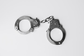 Police handcuffs close-up
