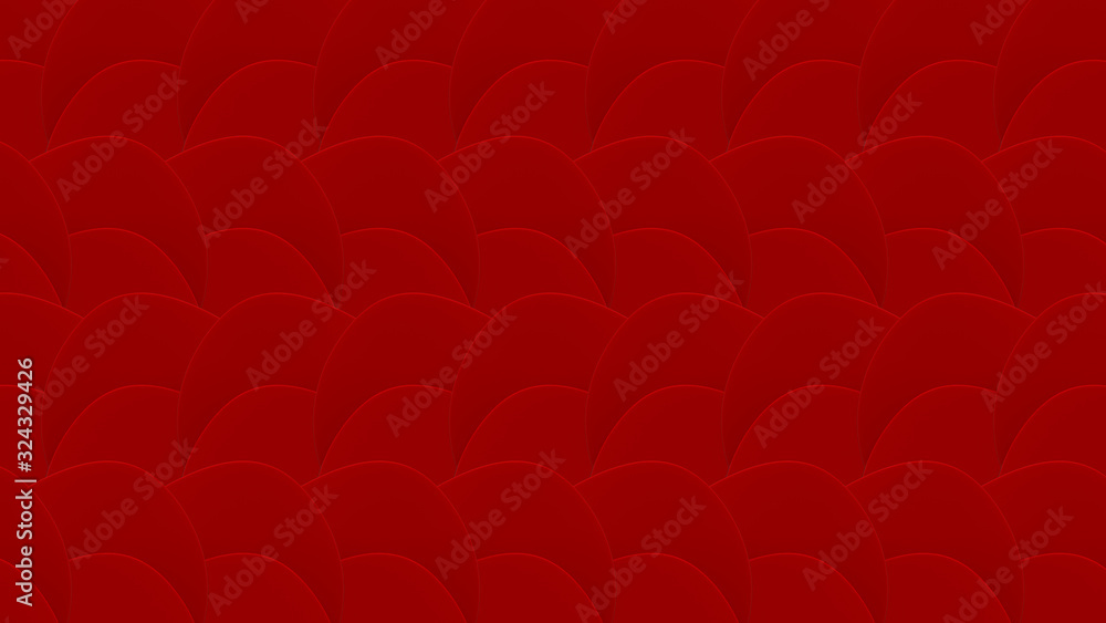 Poster 3d rendering. modern design red fish or snake skin surface pattern curve texture background.