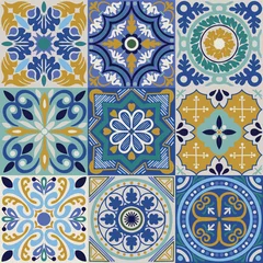 Cercles muraux Portugal carreaux de céramique Carreaux portugais en céramique de vecteur sans soudure de fond