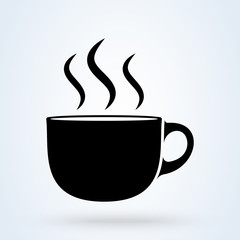 Cup of coffee with smoke icon Cafeteria sign. Cafe black vector