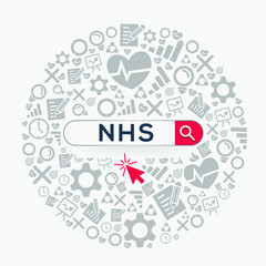 NHS mean (national health service) Word written in search bar,Vector illustration.