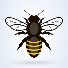 Queen bee and honey bee. Cute bee icon logo 