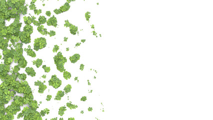 Green clover covering the screen. 3D rendering.