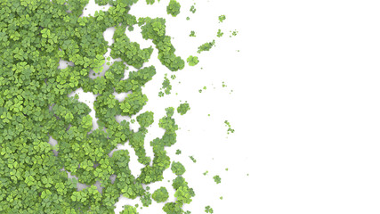 Green clover covering the screen. 3D rendering.