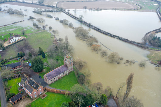 River Severn in Flood at Atcham in Shropshire