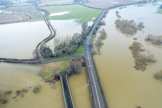 River Severn in Flood at Atcham in Shropshire