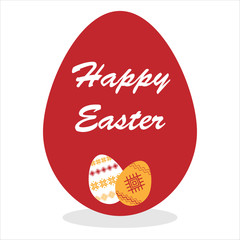 Easter eggs with ornament on white background