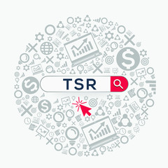 TSR mean (total shareholder return) Word written in search bar,Vector illustration.