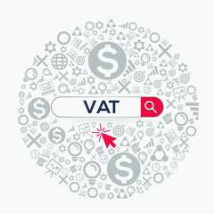 VAT mean (value added tax) Word written in search bar,Vector illustration.