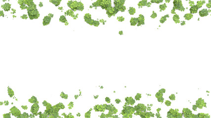 Green clover covering the screen. 3D rendering.