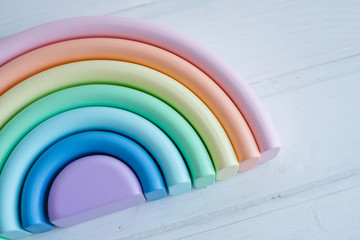 The rainbow is made of natural wood.