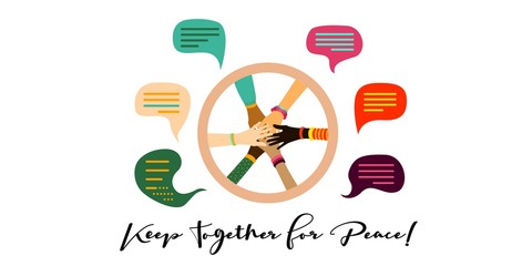 Hands, Black and White Skin. Peaceful Demonstration. Different Nations Agreement Design. Peace 