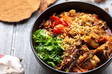 fried rice with meat and vegetables