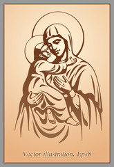 Fototapeta na wymiar Blessed Virgin Mary, Jesus Christ, blessing, Christianity