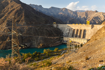 hydroelectric power station on Naryn river, Kyrgyzstan