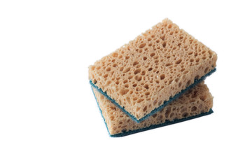 two household sponges for washing dishes