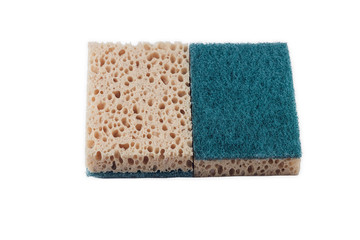 two household sponges for washing dishes