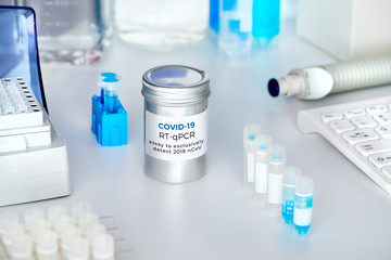 Kit to test for novel COVID-19 coronavirus in medical samples. RT-PCR kit is used to make DNA...