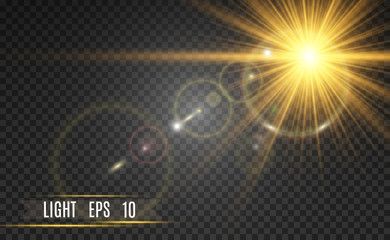 Beautiful sparks shine with special light. Vector sparkles on a transparent background. Christmas abstract pattern. A beautiful illustration for the postcard. The background for the image. Luminaries.