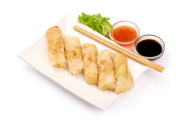 Traditional stuffed cabbage, Chinese cuisine, isolated on white background