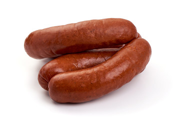 Beer sausages, isolated on white background