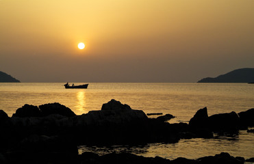 Sunset in Stari Grad on Island of Hvar, Croatia