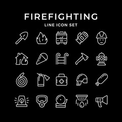 Set line icons of firefighting