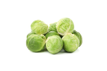 Heap of brussels sprout isolated on white background