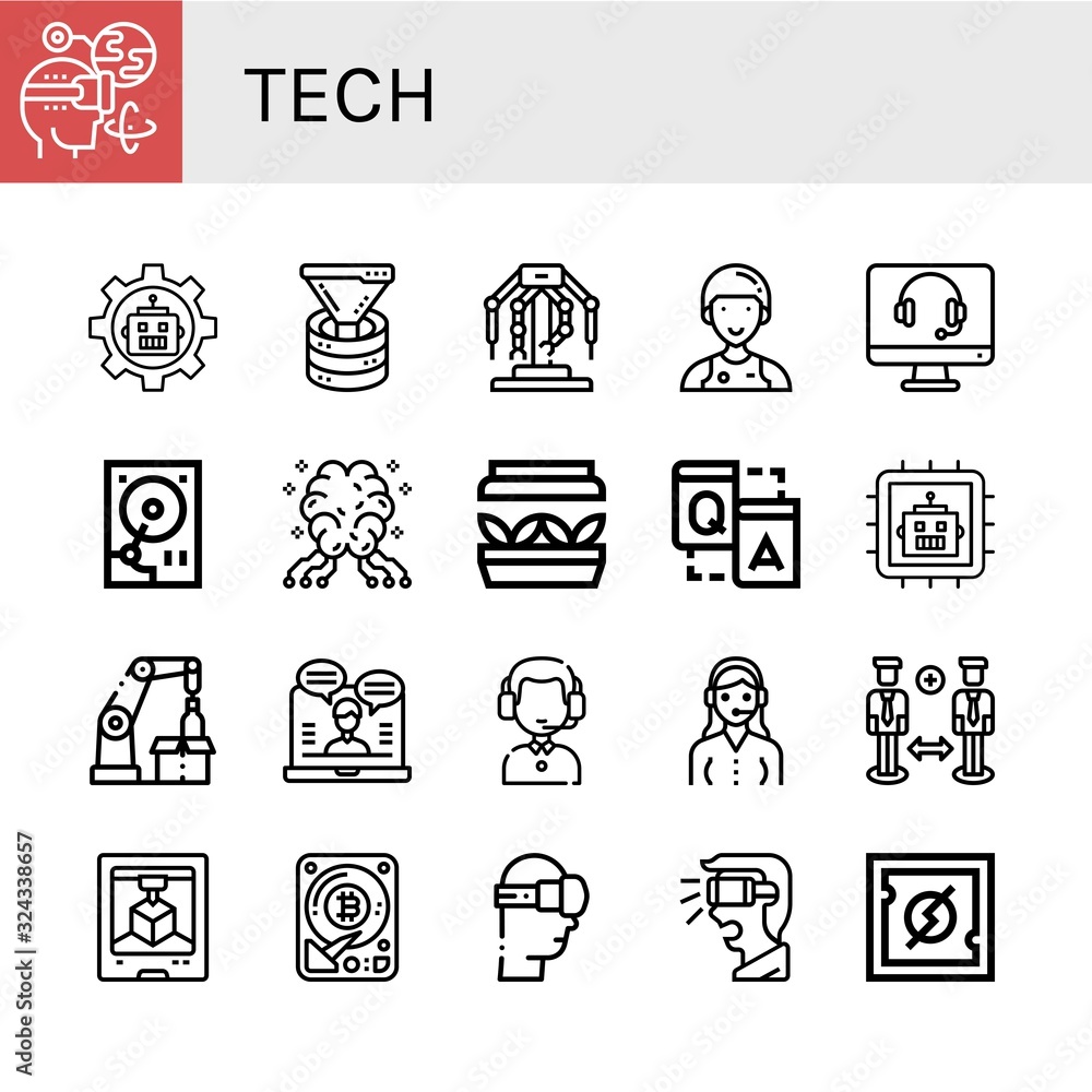 Poster tech simple icons set