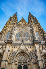 Fototapeta na wymiar St. Vitus Cathedral against the sky. View at the foot.