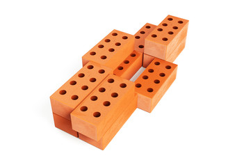 font build out of bricks based 3d render bricks on a white background