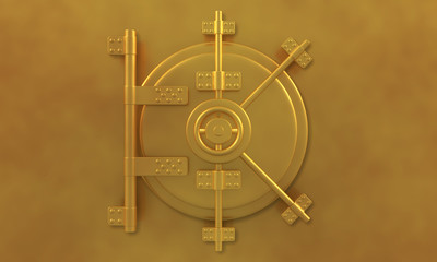 gold bank safe 3d illustration
