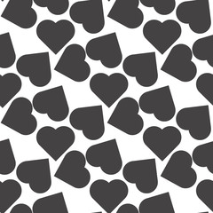 Black and white minimalist heart seamless pattern for nursery wallpaper. Set of isolated funny cute decorative symbols and elements. Chess grid order pattern.