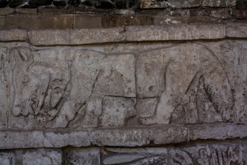 glyphs at the archaeological site Tula, toltec culture concept