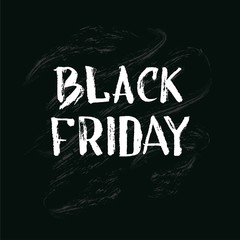 Black friday sale isolated vector banner on black chalk background