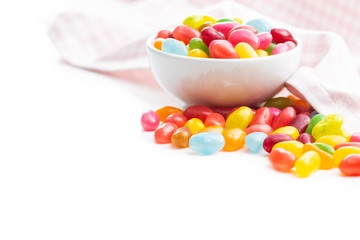 Fruity jellybeans. Tasty colorful jelly beans.