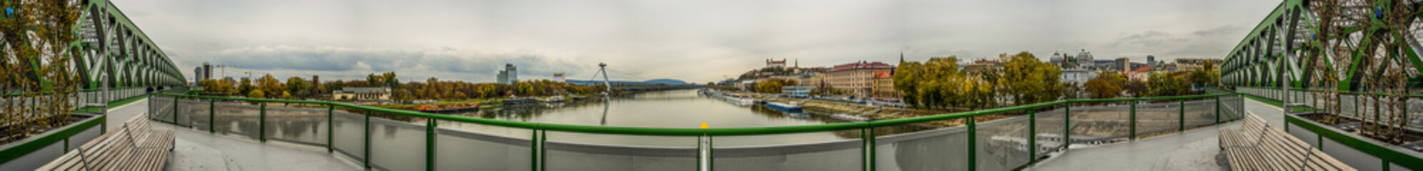Fototapeta na wymiar view from the bridge, bratislava, slovakia, 360