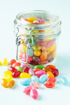 Fruity jellybeans. Tasty colorful jelly beans.