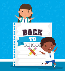 back to school card with interracial students