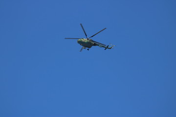 Fototapeta na wymiar military helicopter in the sky