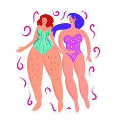 happy girls, different figures, body positive