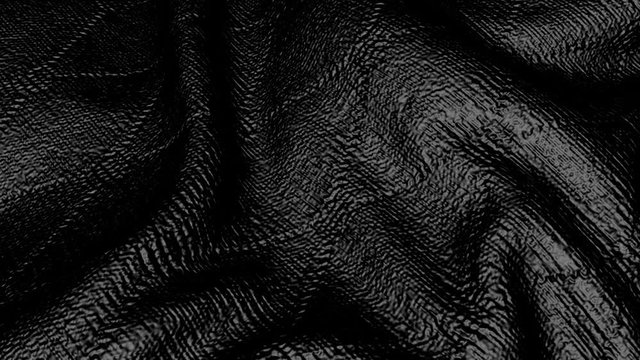 black wave animated surface with texture. Abstract three-dimensional background. 3d render